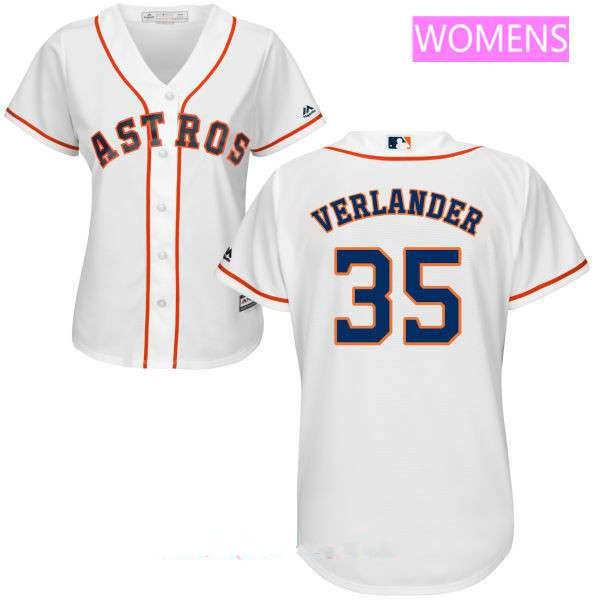 Women's Houston Astros #35 Justin Verlander White Home Stitched MLB Majestic Cool Base Jersey