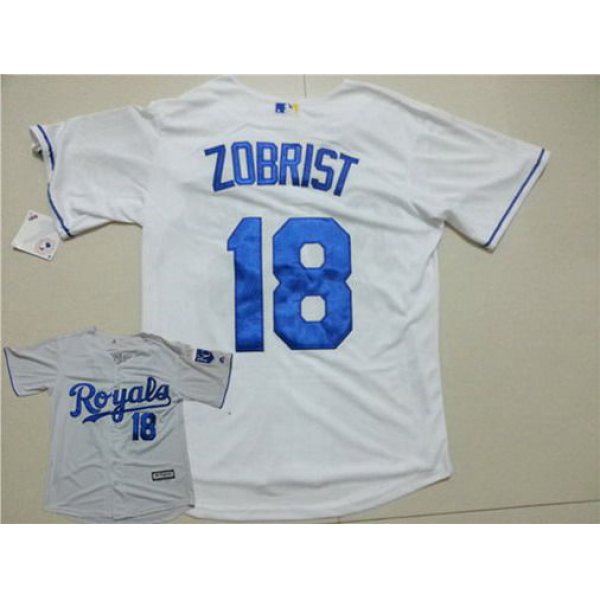 Men's Kansas City Royals #18 Ben Zobrist Home White 2015 MLB Cool Base Jersey