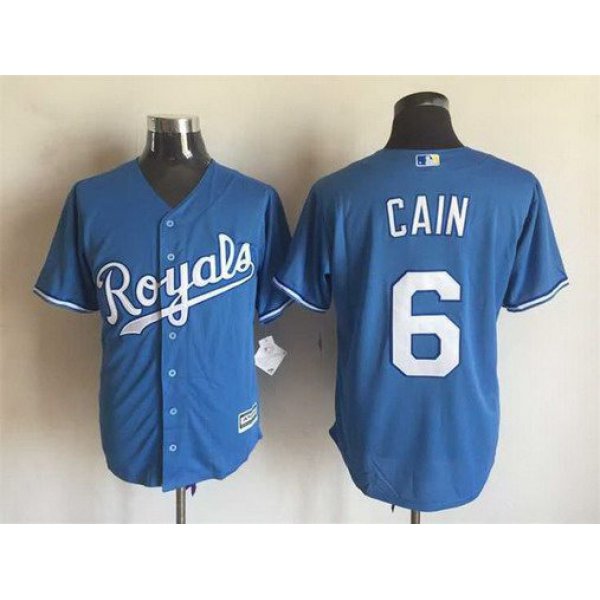 Men's Kansas City Royals #6 Lorenzo Cain Alternate Light Blue 2015 MLB Cool Base Jersey