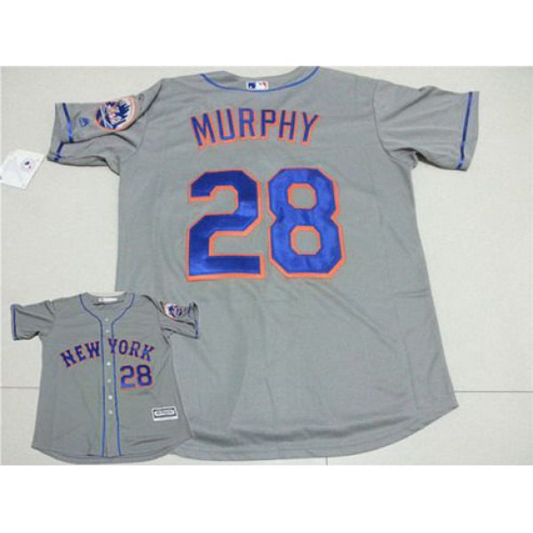 Men's New York Mets #28 Daniel Murphy Gray Road 2015 MLB Cool Base Jersey