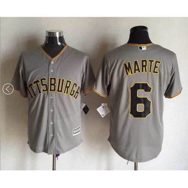 Men's Pittsburgh Pirates #6 Starling Marte Away Gray 2015 MLB Cool Base Jersey