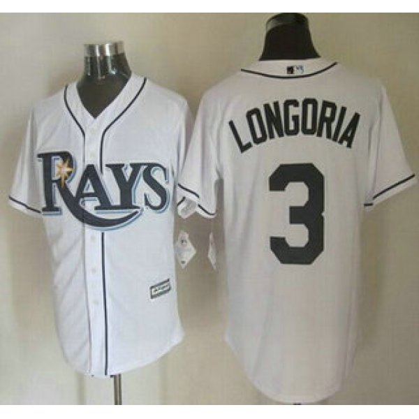 Men's Tampa Bay Rays #3 Evan Longoria Home White 2015 MLB Cool Base Jersey