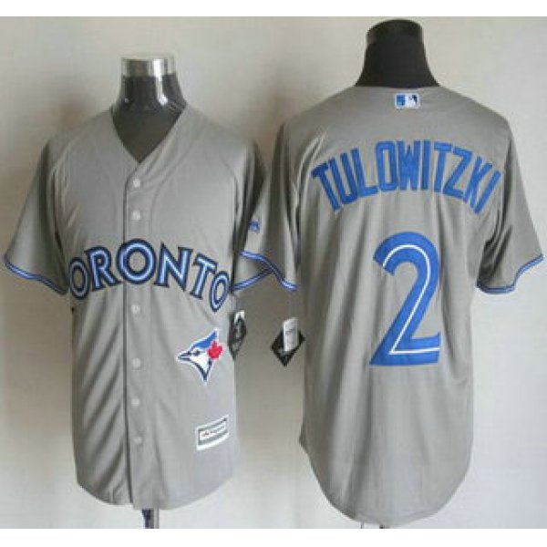 Men's Toronto Blue Jays #2 Troy Tulowitzki Away Gray 2015 MLB Cool Base Jersey