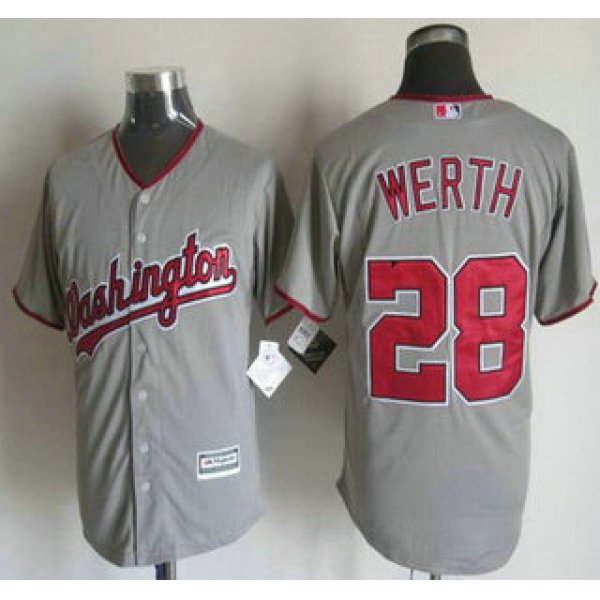 Men's Washington Nationals #28 Jayson Werth Away Gray 2015 MLB Cool Base Jersey