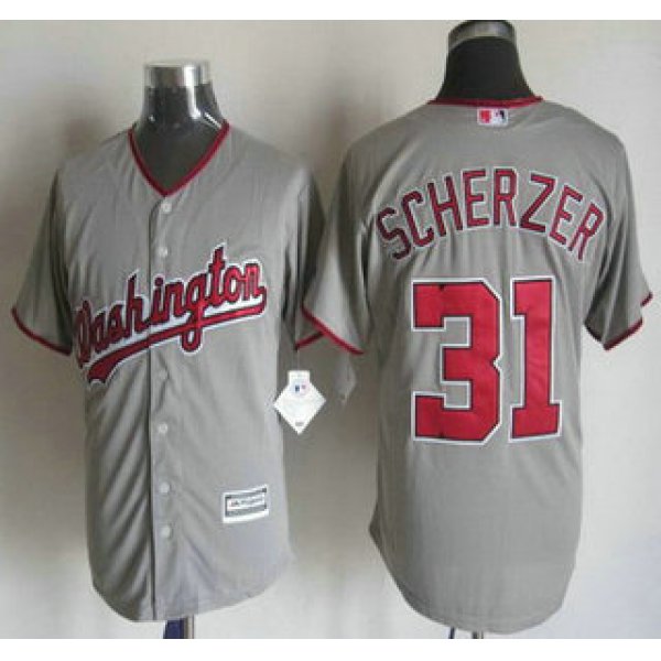 Men's Washington Nationals #31 Max Scherzer Away Gray 2015 MLB Cool Base Jersey