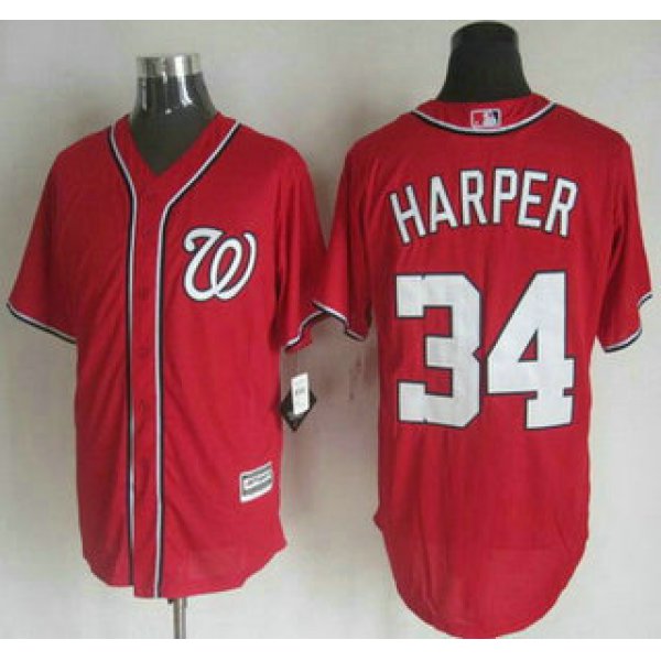 Men's Washington Nationals #34 Bryce Harper Alternate Red 2015 MLB Cool Base Jersey
