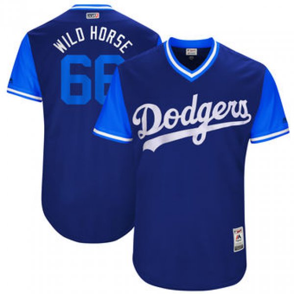 Men's Los Angeles Dodgers Yasiel Puig Wild Horse Majestic Royal 2017 Players Weekend Authentic Jersey