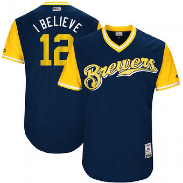 Men's Milwaukee Brewers Stephen Vogt I Believe Majestic Navy 2017 Players Weekend Authentic Jersey