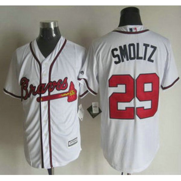 Men's Atlanta Braves #29 John Smoltz Home White Retired Player 2015 MLB Cool Base Jersey