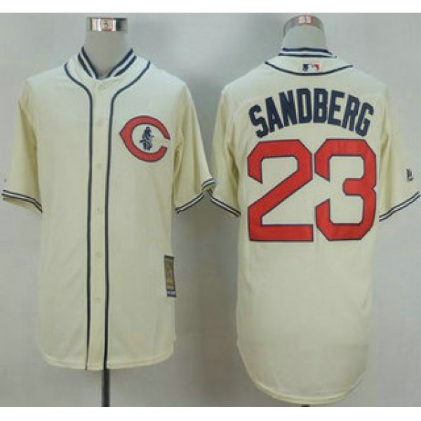 Men's Chicago Cubs #23 Ryne Sandberg Cream 1929 Turn Back The Clock Jersey