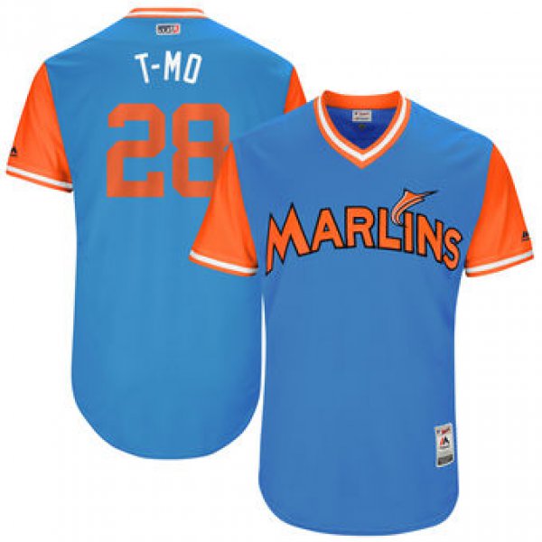 Men's Miami Marlins Tyler Moore T-Mo Majestic Blue 2017 Players Weekend Authentic Jersey