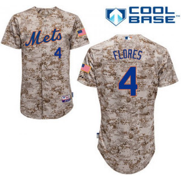 Men's New York Mets #4 Wilmer Flores Alternate Camo MLB Cool Base Jersey