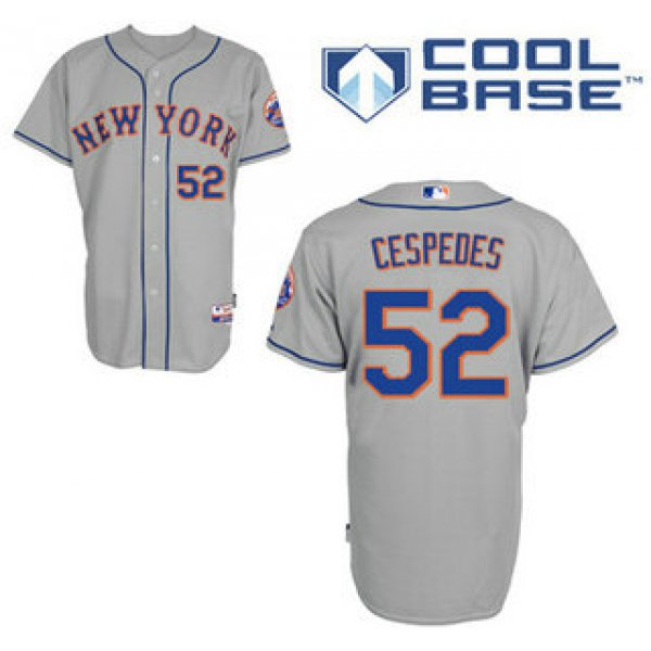 Men's New York Mets #52 Yoenis Cespedes Away Gray MLB Cool base Jersey