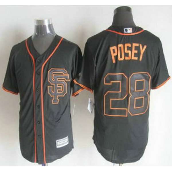 Men's San Francisco Giants #28 Buster Posey Alternate Black SF 2015 MLB Cool Base Jersey