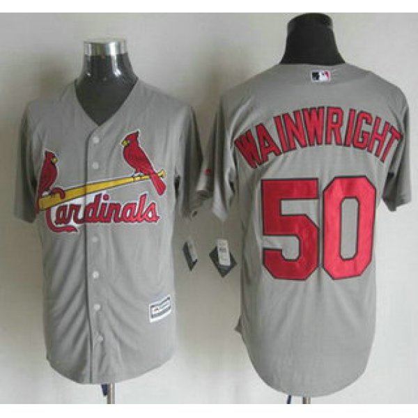 Men's St. Louis Cardinals #50 Adam Wainwright Away Gray 2015 MLB Cool Base Jersey