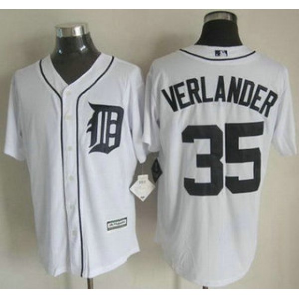 Detroit Tigers #35 Justin Verlander 2015 White With Navy Jersey