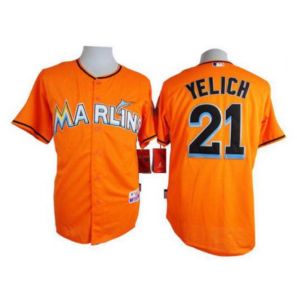 Men's Miami Marlins #21 Christian Yelich Orange Jersey