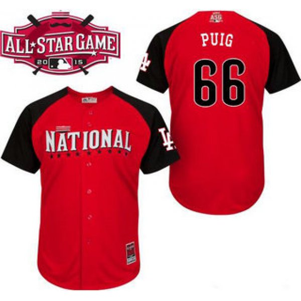 National League Los Angeles Dodgers #66 Yasiel Puig Red 2015 All-Star BP Jersey