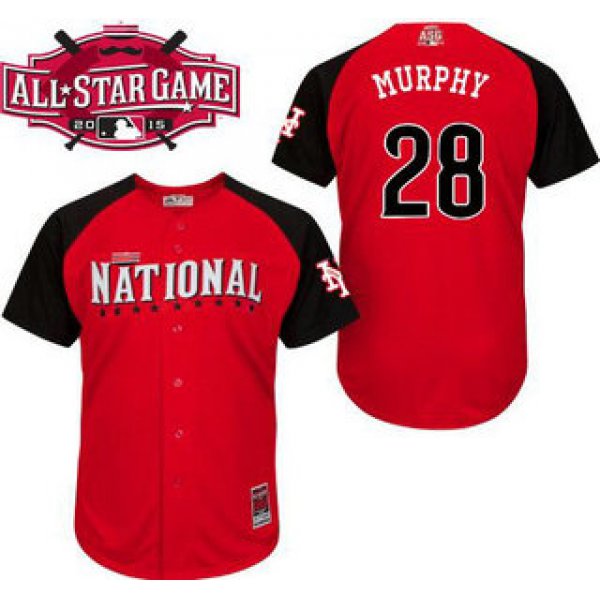 National League New York Mets #28 Daniel Murphy Red 2015 All-Star Game Player Jersey