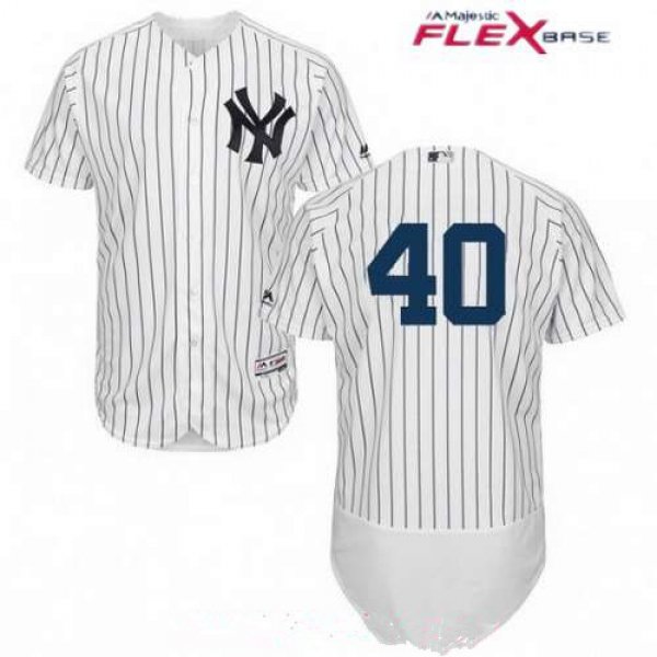 Men's New York Yankees Luis Severino Replica White Home Flex Base Collection Jersey
