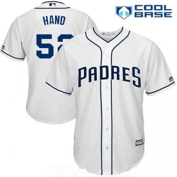 Men's San Diego Padres #52 Brad Hand White 2017 Home Stitched MLB Majestic Cool Base Jersey