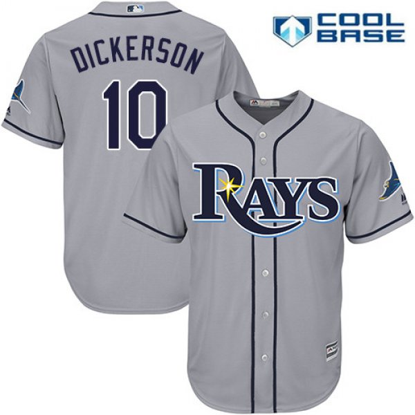 Men's Tampa Bay Rays #10 Corey Dickerson Gray Road Stitched MLB Majestic Cool Base Jersey