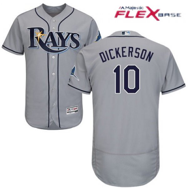 Men's Tampa Bay Rays #10 Corey Dickerson Gray Road Stitched MLB Majestic Flex Base Jersey