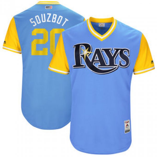 Men's Tampa Bay Rays Steven Souza Jr. Souzbot Majestic Light Blue 2017 Players Weekend Authentic Jersey