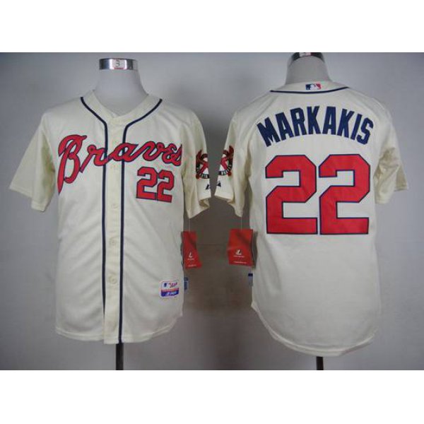 Men's Atlanta Braves #22 Nick Markakis Cream Jersey