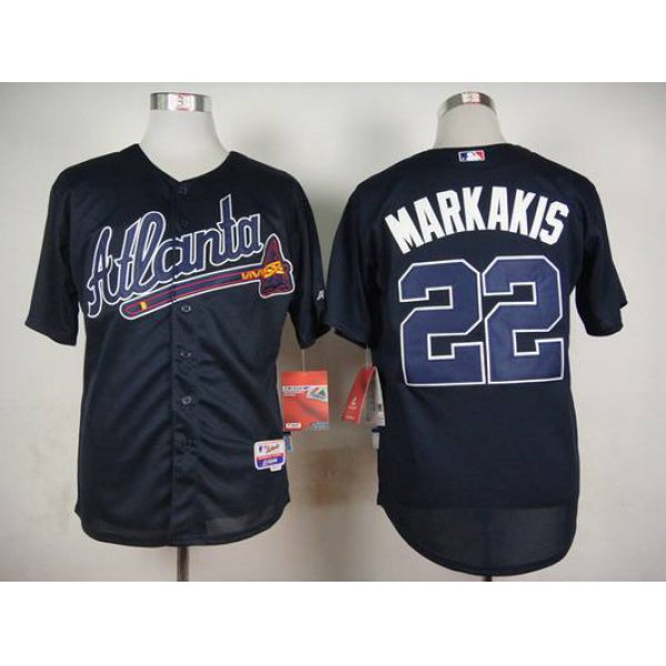 Men's Atlanta Braves #22 Nick Markakis Navy Blue Jersey