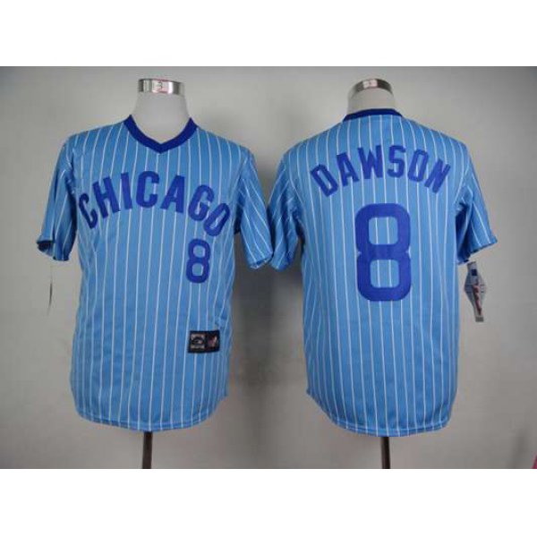 Men's Chicago Cubs #8 Andre Dawson 1988 Light Blue Majestic Jersey