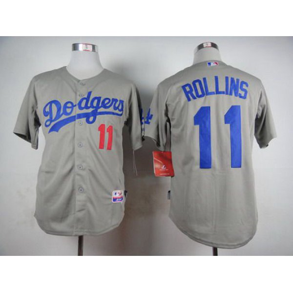 Men's Los Angeles Dodgers #11 Jimmy Rollins 2014 Gray Jersey