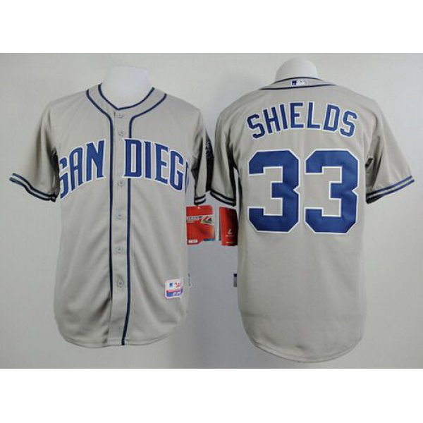 Men's San Diego Padres #33 James Shields Gray Jersey