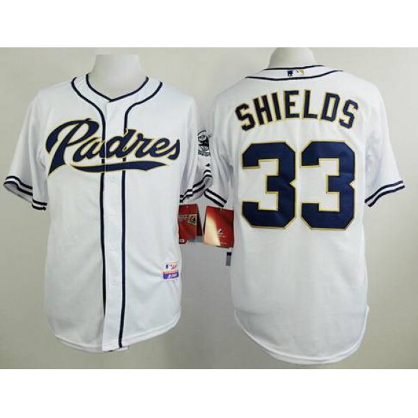 Men's San Diego Padres #33 James Shields White Jersey