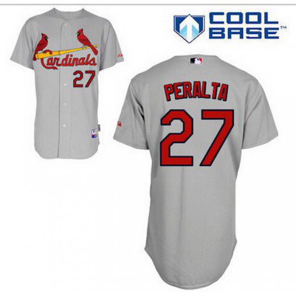 Men's St. Louis Cardinals #27 Jhonny Peralta Gray Jersey