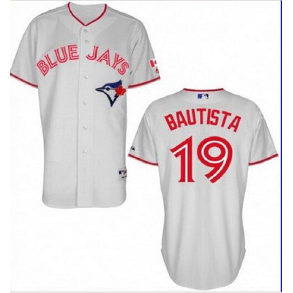 Men's Toronto Blue Jays #19 Jose Bautista 2015 Canada Day White Jersey