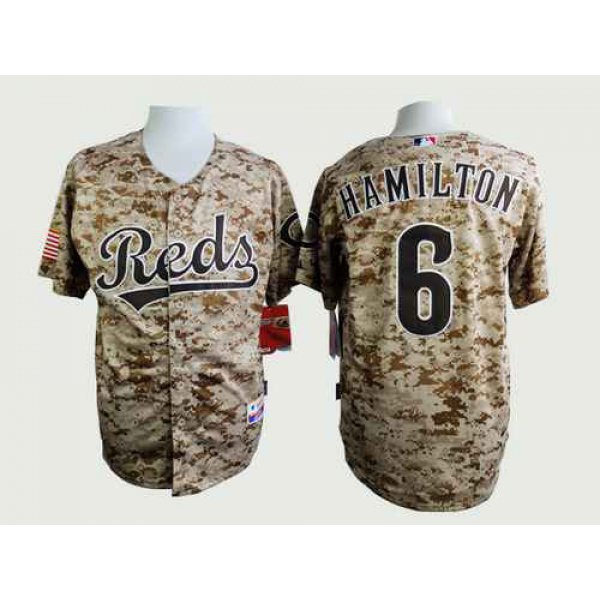 Men's Cincinnati Reds #6 Josh Hamilton 2014 Camo Jersey