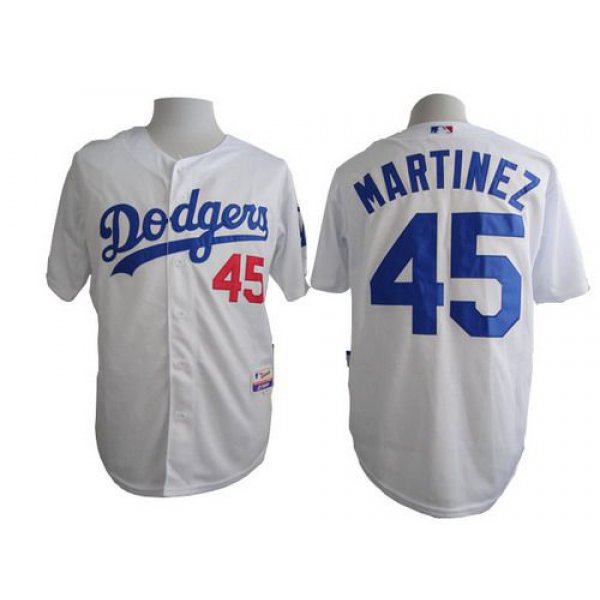 Men's Los Angeles Dodgers #45 Pedro Martinez White Jersey