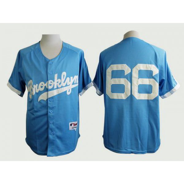Men's Los Angeles Dodgers #66 Yasiel Puig Brooklyn Blue Majestic Jersey