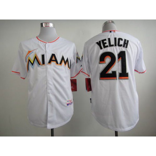 Men's Miami Marlins #21 Christian Yelich White Jersey