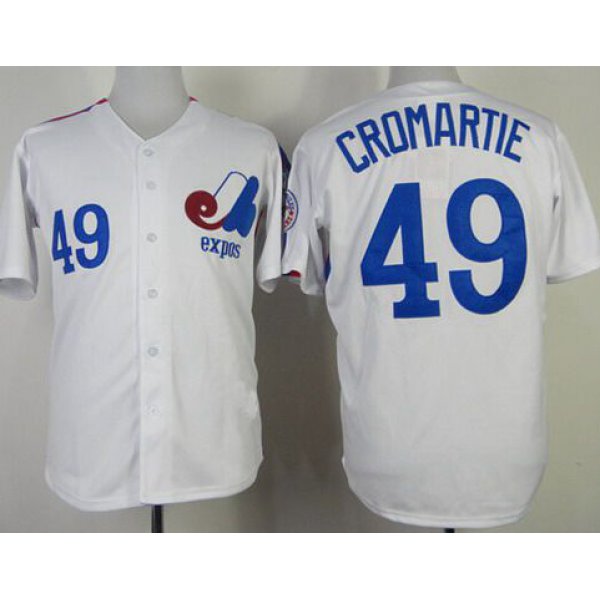 Men's Montreal Expos #49 Warren Cromartie 1982 White Mitchell & Ness Jersey