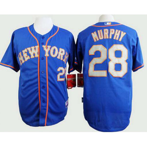 Men's New York Mets #28 Daniel Murphy Blue With Gray Jersey