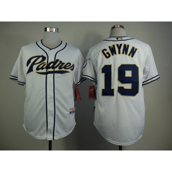 Men's San Diego Padres #19 Tony Gwynn White Cool Base Jersey