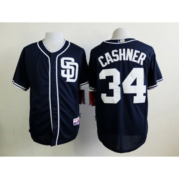 Men's San Diego Padres #34 Andrew Cashner Navy Blue Jersey