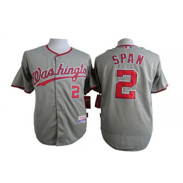 Men's Washington Nationals #2 Denard Span Gray Jersey