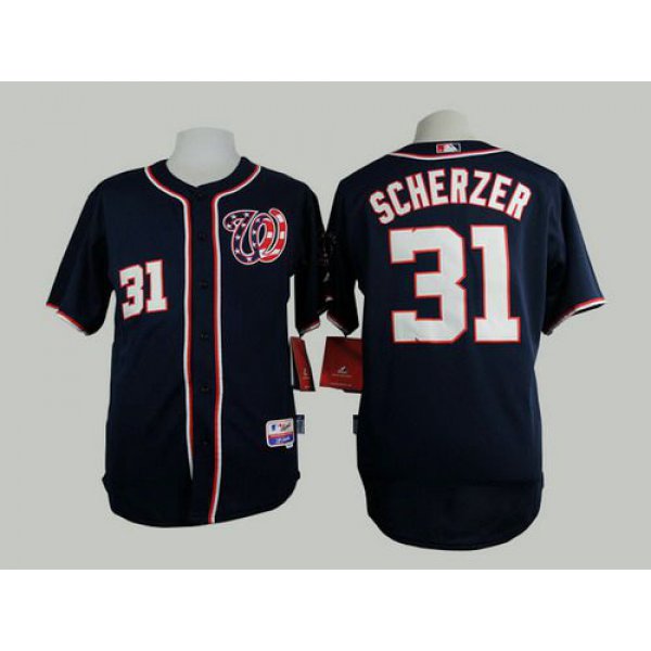 Men's Washington Nationals #31 Max Scherzer Navy Blue Jersey