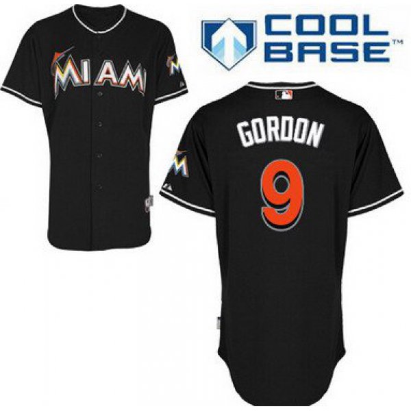 Miami Marlins #9 Dee Gordon Black Jersey