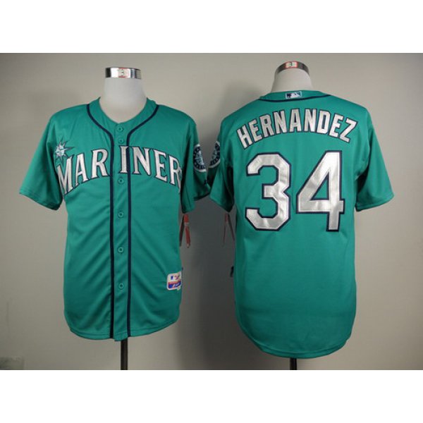 Seattle Mariners #34 Felix Hernandez Green With Silver Jersey