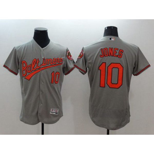 Men's Baltimore Orioles #10 Adam Jones Grey Flexbase Authentic Collection Stitched MLB Jersey