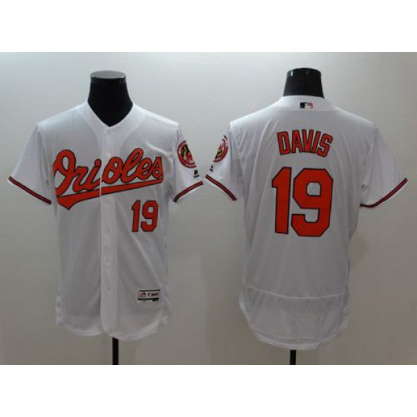 Men's BaltimoreOrioles #19 Chris Davis White Flexbase Authentic Collection Stitched MLB Jersey